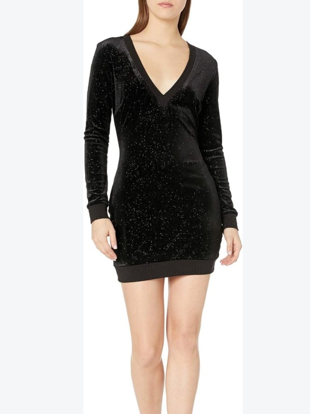 Dress The Population Cosmopolitan Rhinestone Long Sleeve Dress XS Black Party
